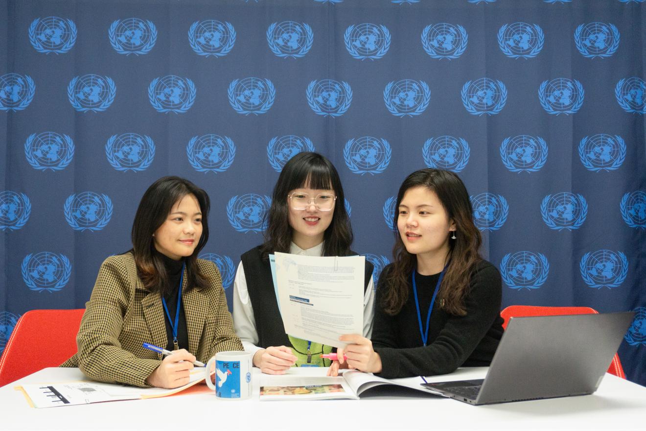 3位纽约联合国总部中国实习生。